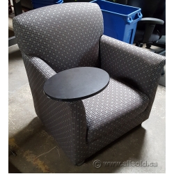 Grey Patterned Reception Sofa Armchair with Swivel Table